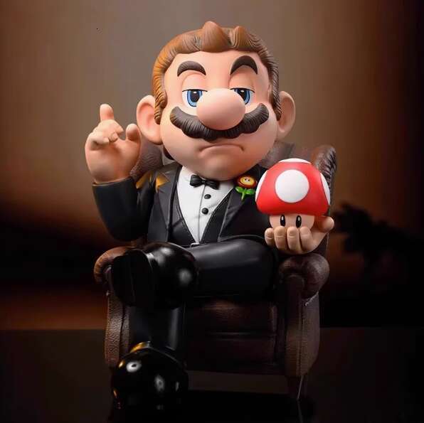 Trendy GK Super Series Cosplay Mario Figurine Gift with Double Base Approximately 16CM