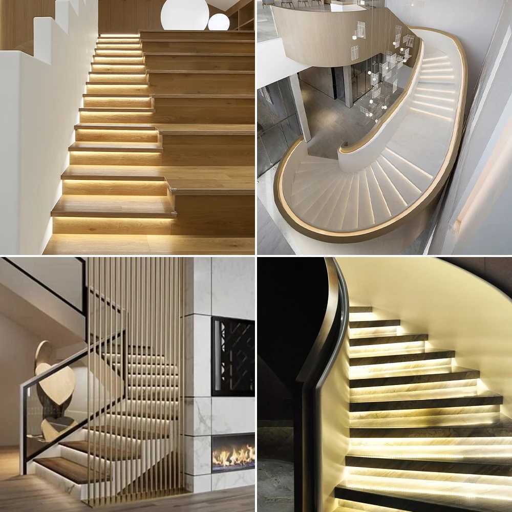 1-40 Steps LED Stair Light Strip Motion Sensor Stairs LED Strip Light With 2 Sensor Easy Installation Stairway Step Light Strip W250701