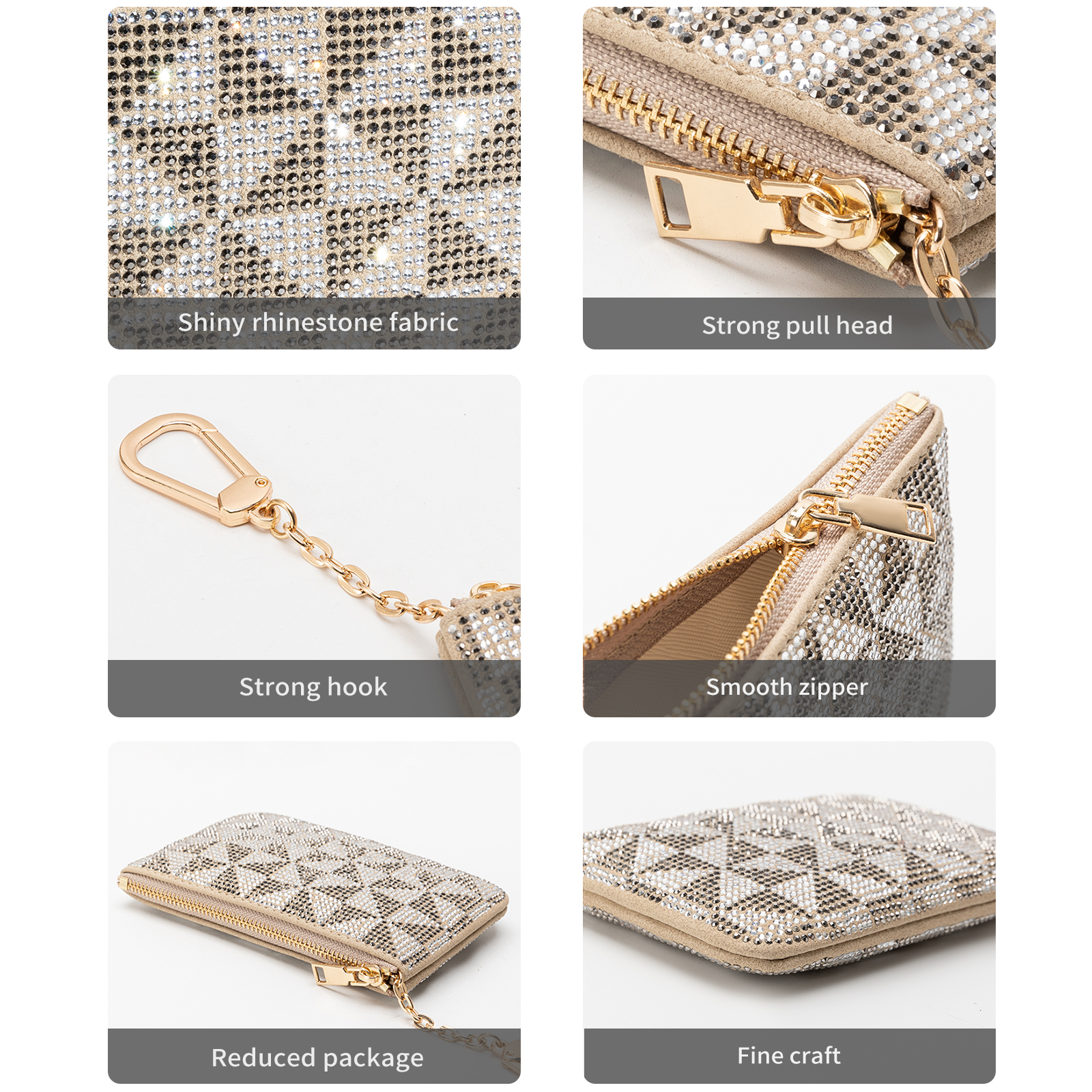 Lacel Urwebin Stylish Shiny Diamond-Studded Compact Makeup Bag