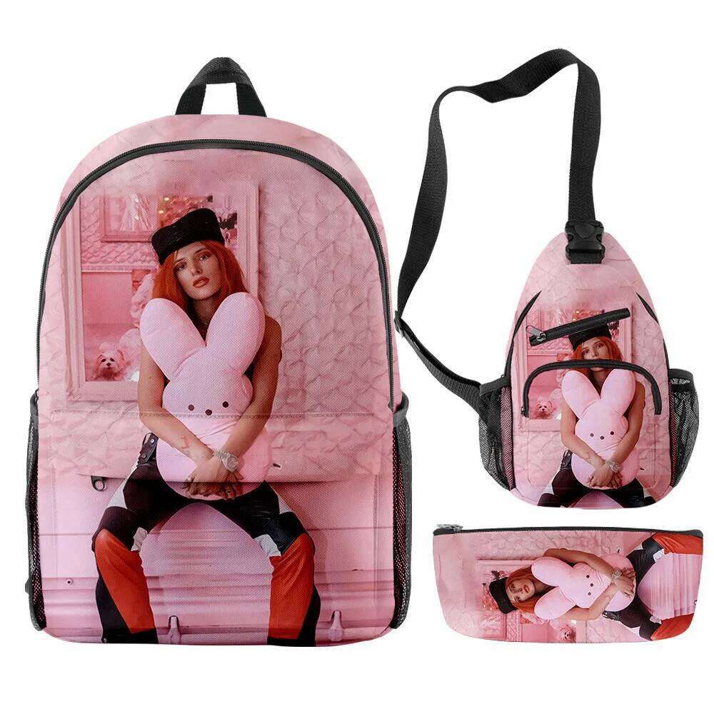 Novelty Cool bella thorne 3D Print 3pcs/Set pupil School Bags Travel Laptop Backpack Chest Bag Pencil Case