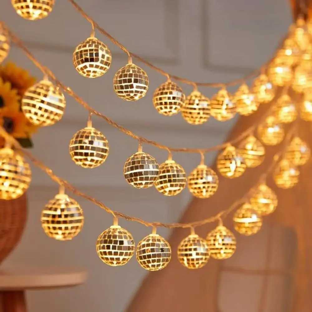 LED Disco Ball String Light Christmas Tree Decorations Battery Operated Mirror LED Ball Lights Party Favors for Holiday Decor W250701