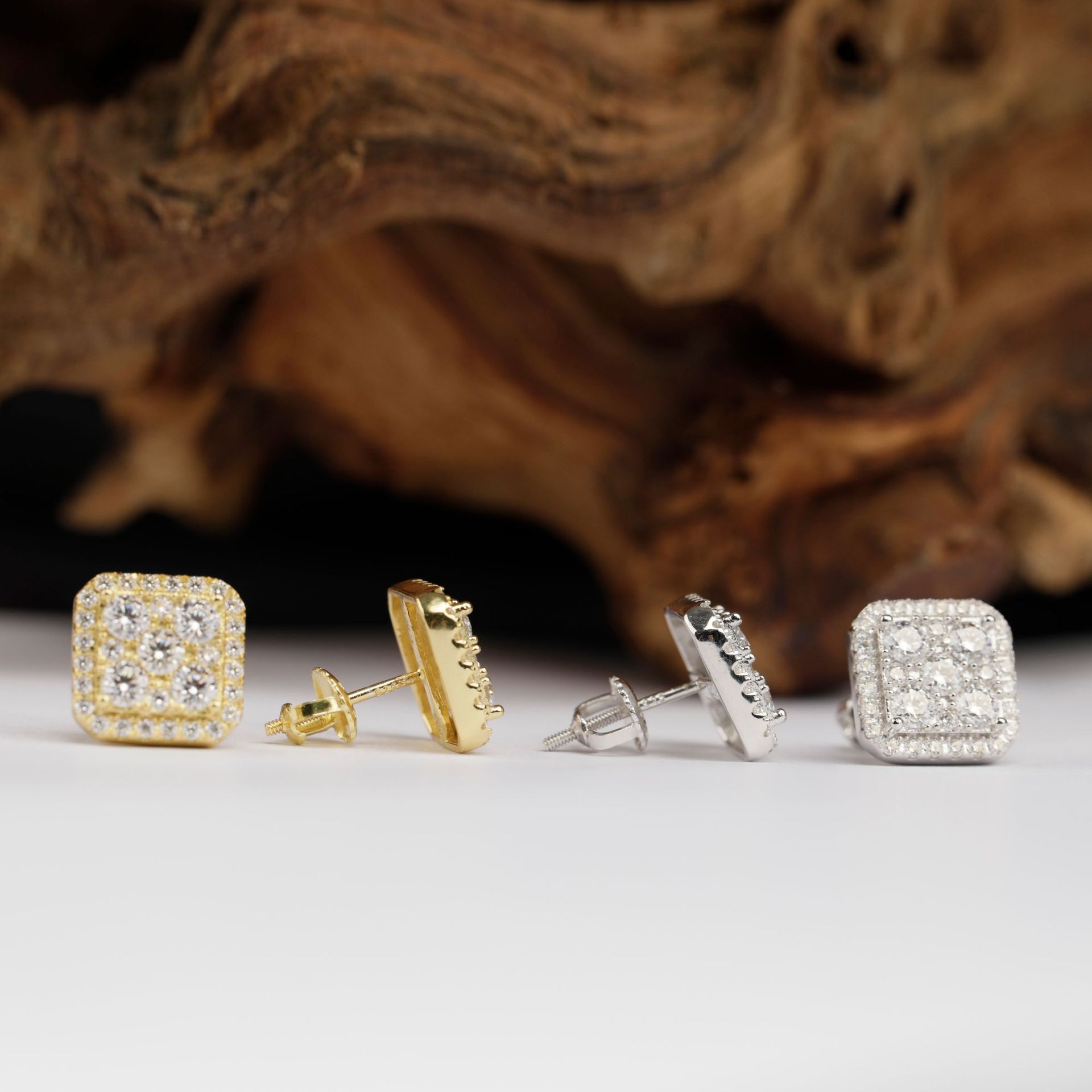 Hip Hop Jewelry Men Moissanite Earrings 925 Sterling Silver Square Shape Moissanite Stud Earrings Iced Out Screw Back Ear Studs