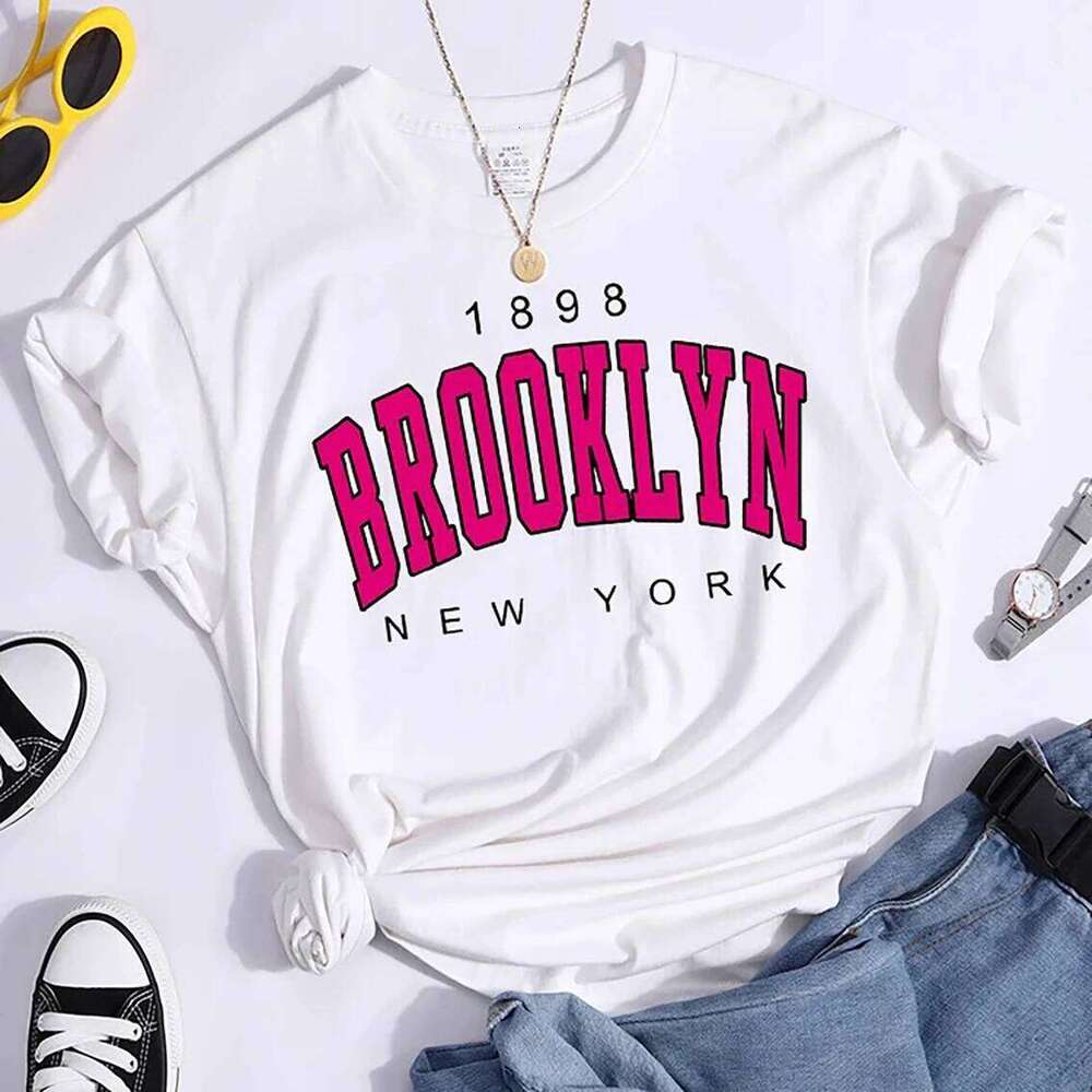 hoodie Wear Summer Women T Shirt 1898 Brooklyn New York Print Short Sleeve T-Shirts Warm Casual Streetwear Hip Hop Y2k Clothes Tops jacket