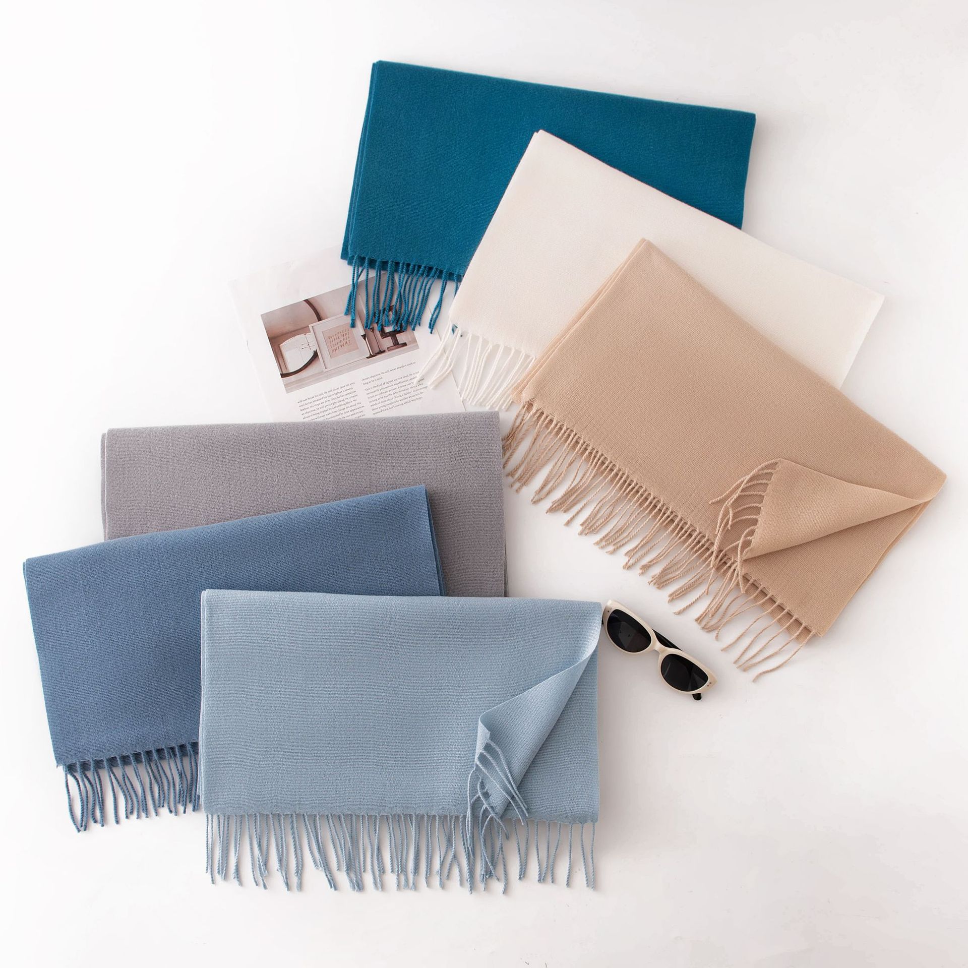K1203 Pure color cashmere scarf for women winter high-grade imitation cashmere autumn and winter Korean style all-match scarf shawl for ladies wholesa