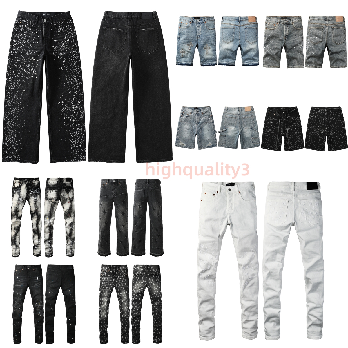 designer ksubi jeans baggy new summer holes high quality embroidered shorts jeans for women denim cargo men and purples jeans