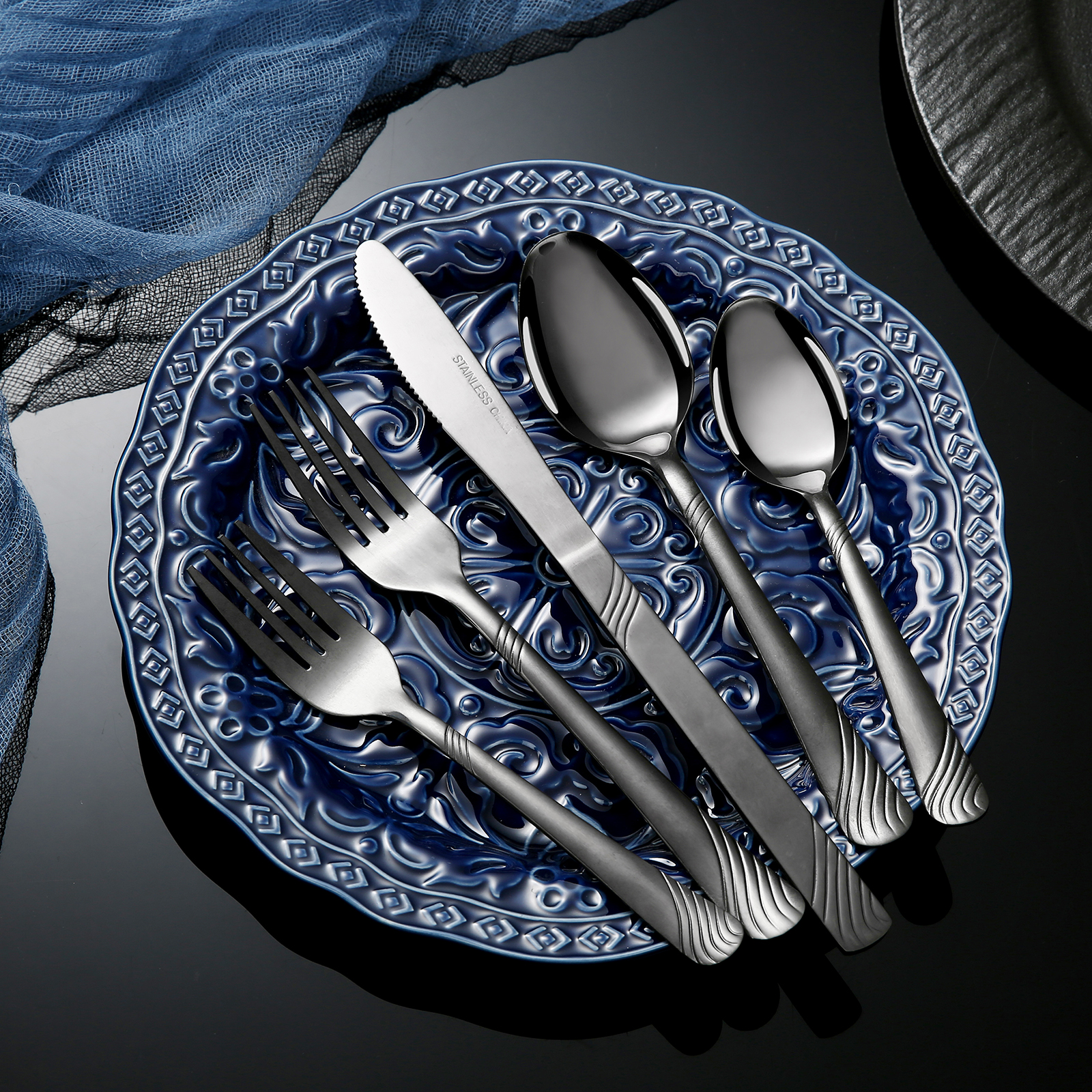 Flatware Set of 48 Pieces, Service for 8, Silverware Set for 5 Plus 8 Teaspoon Stainless Steel Cutlery for Weddings & Event