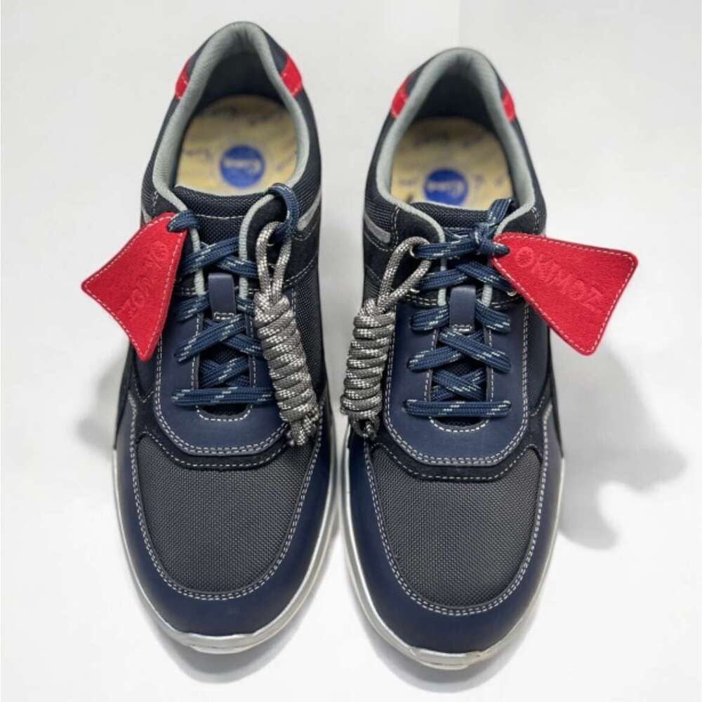 Men's Stylish Sapphire Blue and Red Casual Sports Shoes with Functional Insoles - Comfortable Breathable Running Sneakers by Okimoz
