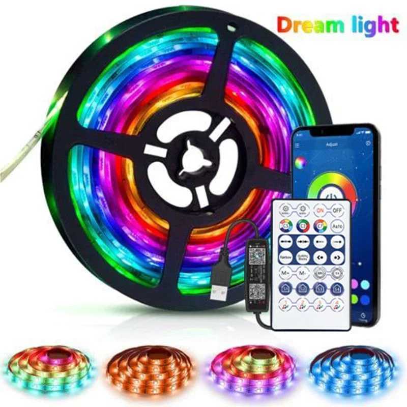 WS2812B LED Strip Light Rainbow Dreamcolor USB LED Strip RGBIC 5050SMD Bluetooth Control 5V Lamp for Room Decoration W250701