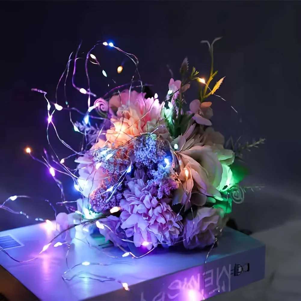 12pcs LED Fairy Lights 3 Lighting Modes Silvery Wire Fairy Lights Button Battery Powered String Lights for DIY Decoration W250701