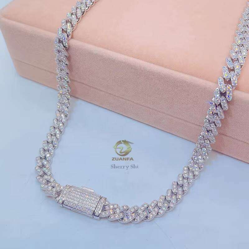 Hot Sell Drop Shipping Iced Out Vvs Dia Hip Hop 8Mm Moissanite Cuban Chain