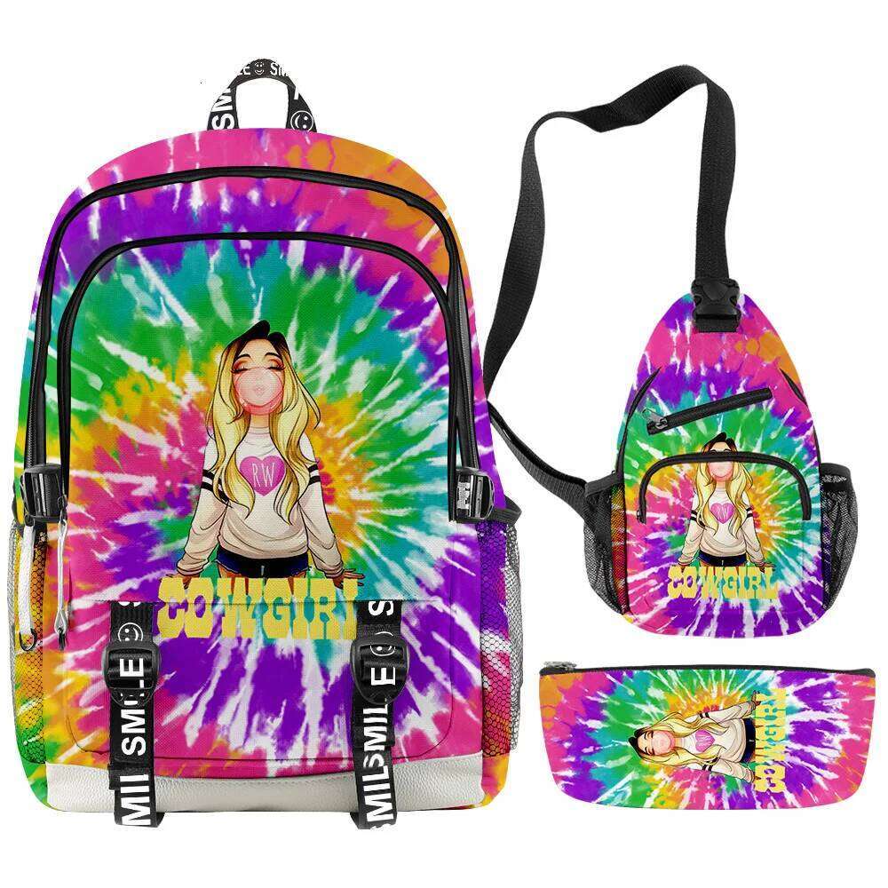 Novelty Anime Beki Fluffy 3D Print 3pcs/Set Student School Bags multifunction Travel Backpack Chest Bag Pencil Case