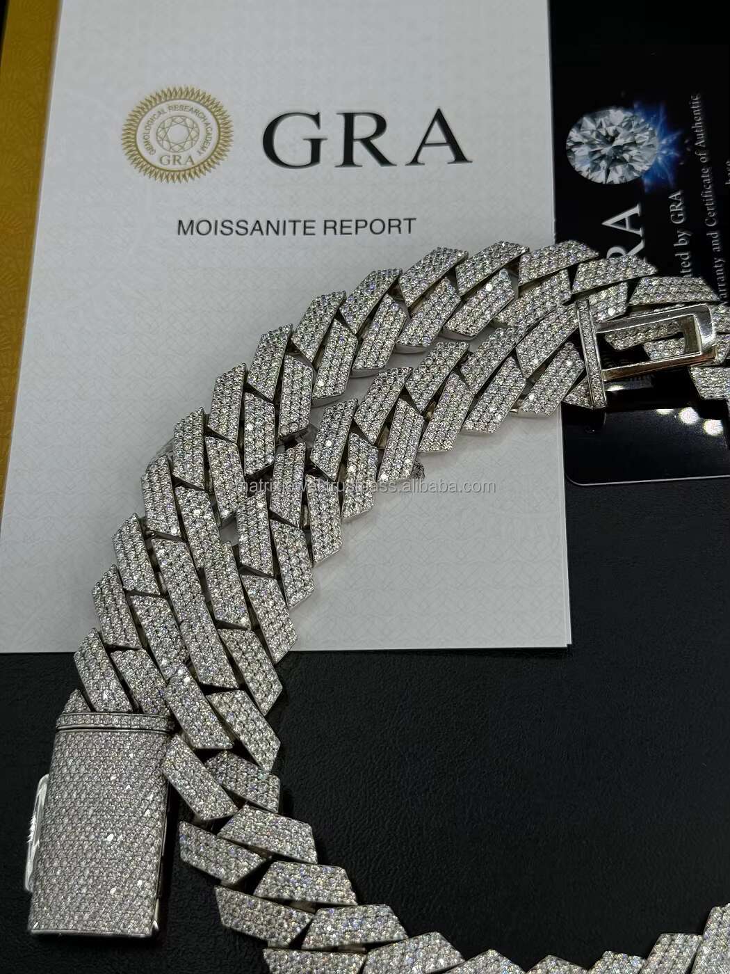 16mm 3 Rows Cuban Chain D VVS Moissanite Cuban Link Chain Iced Out 925 Silver Hiphop Moissanite Chain Cuban Necklace