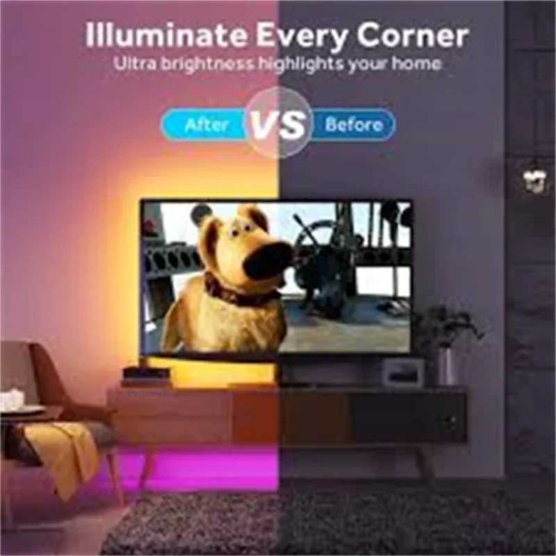 WS2812B LED Strip Light Rainbow Dreamcolor USB LED Strip RGBIC 5050SMD Bluetooth Control 5V Lamp for Room Decoration W250701