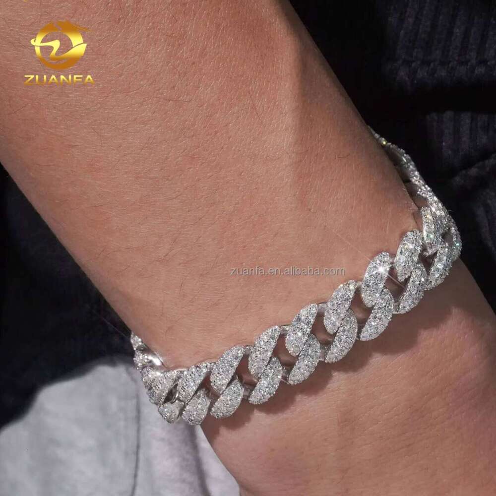 Mass Production 12Mm VVS Moissanite Cuban Link Soldier Chain Hip Hop Necklace Rock