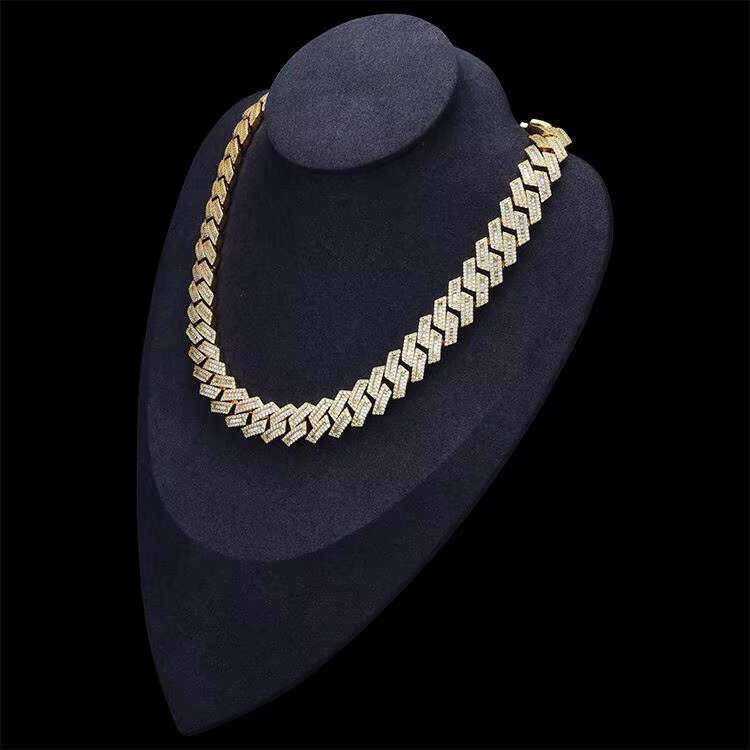 12mm Baguette Chain Cuban Moissanite 925 Silver Hip Hop Vvs Diamond Moissanite Baguette Cuban Link Chain