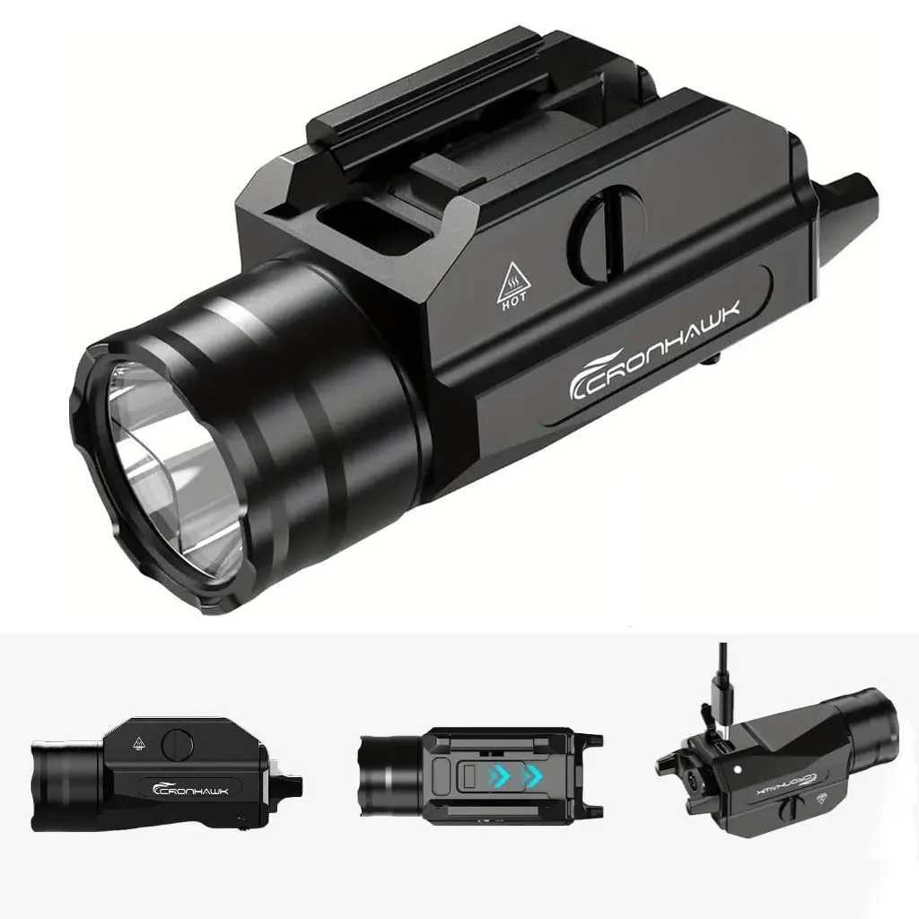 Tactical Metal Pistol Light 1350 Lumens Airsoft Weapon Light Fit 20mm Picatinny Rail Mounted Powerful Strobe Handgun Flashlight XJ250701