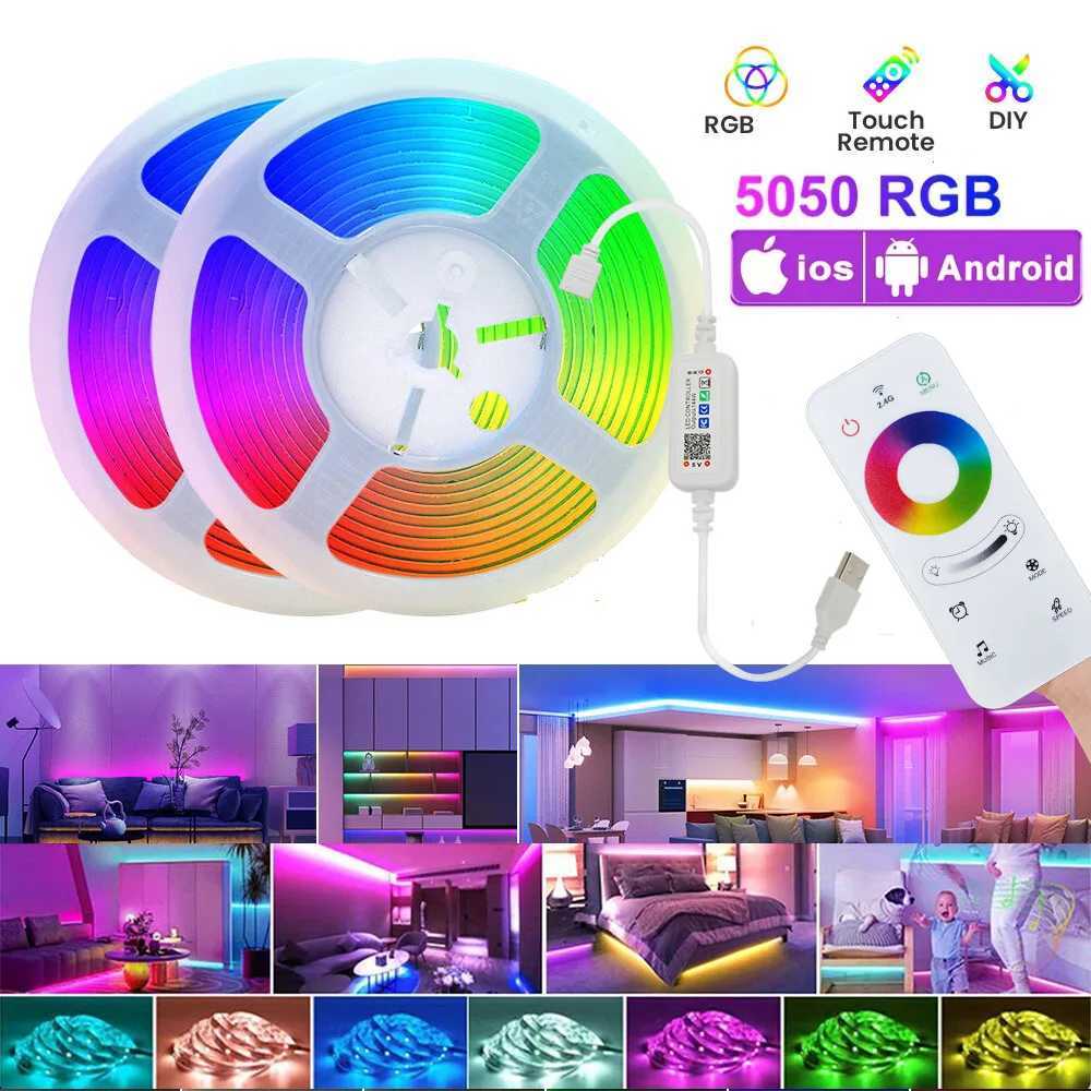 1-30M/100FT LED Strip Light USB RGB LED Ribbon Tape Bluetooth Touch Remote Control LED Strip LED TV Backlight For Bedroom Decor W250701