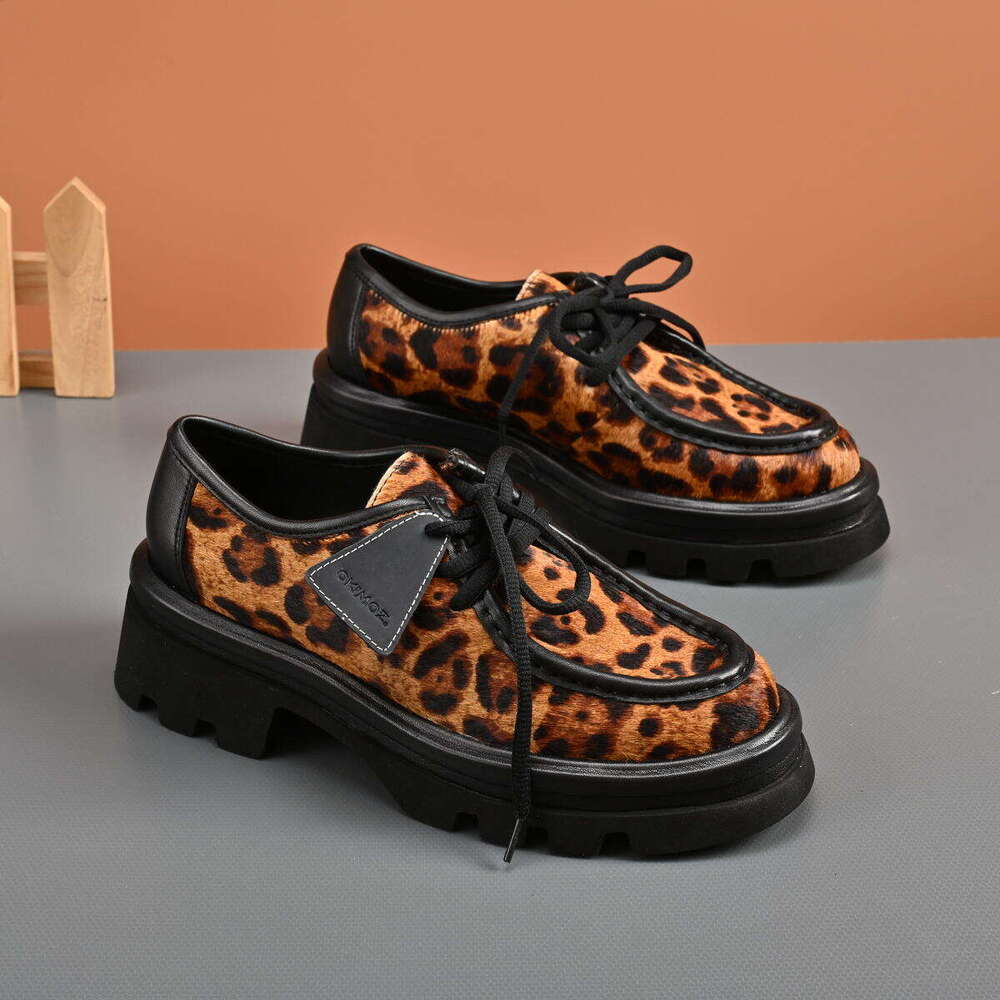 Fashion casual shoes Exotic Leopard Print Platform Oxford Shoes with Chunky Sole Okimoz