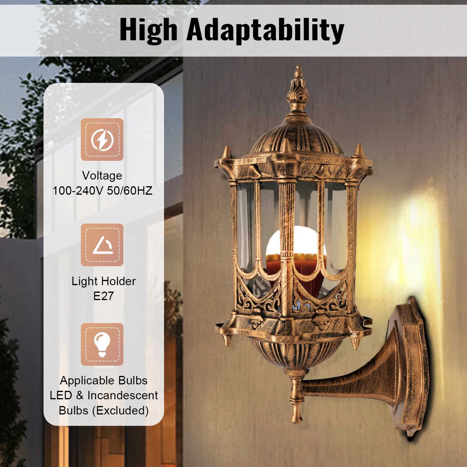 Antique Lantern Wall Lamp Sconce Porch Lamp Garden Outdoor Exterior Wall Light Wall Mount Waterproof Lantern E27 XJ250624