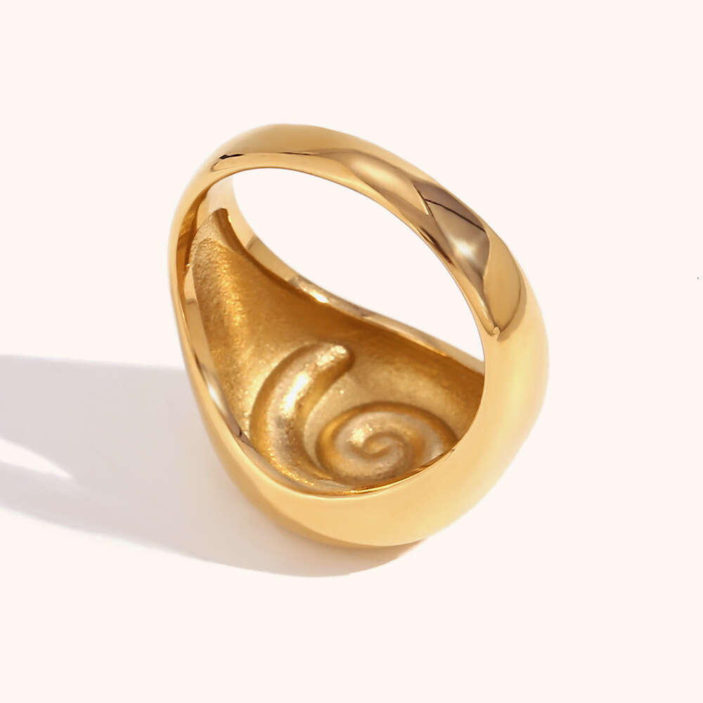 Swirl Ring 18K Gold Plated 316L Stainless Steel Minimalist Jewelry for Women US Size 6 to 8