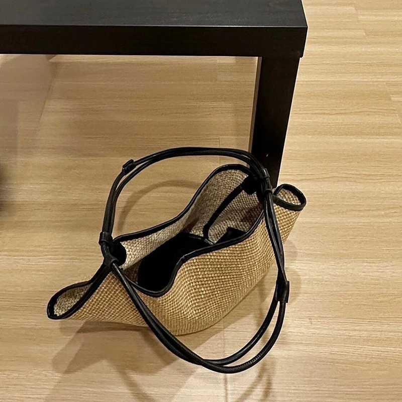 Drawstring Bucket Composite Bags For Women Luxury Designer Handbag Purse 2025 New In Casual Vacation Straw Weave Beach Shoulder W250702