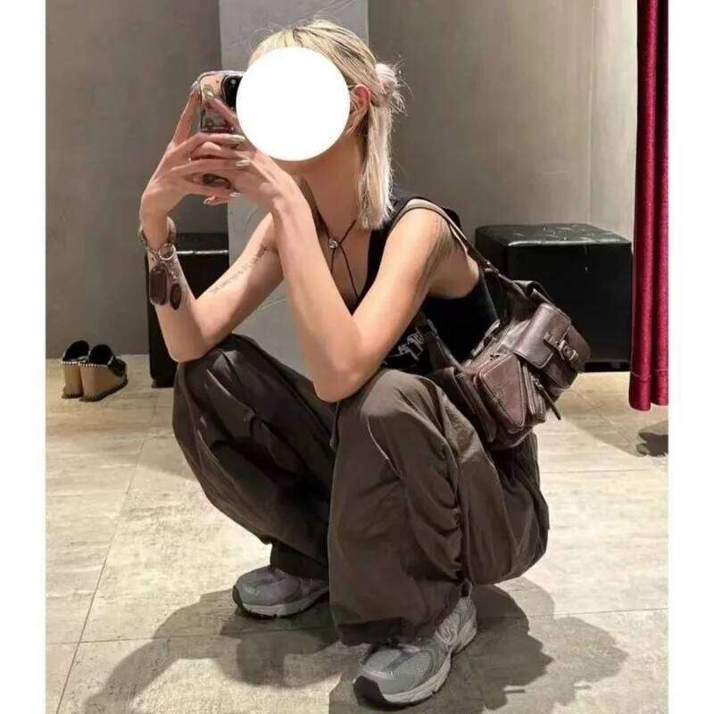 MBTI Vintage Womens Shoulder Y2k Punk American Retro Motorcycle Handbag Designer Cool Girl Advanced Mens Armpit Bag