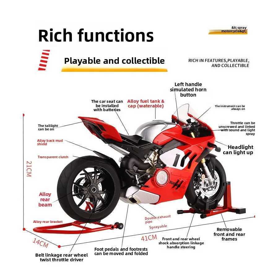 Simulation Alloy 1 6 Ducati V4S Racing Motorcycle Model Diecast Alloy Motorbike Toy Collection Miniature Car Home Decor W250702