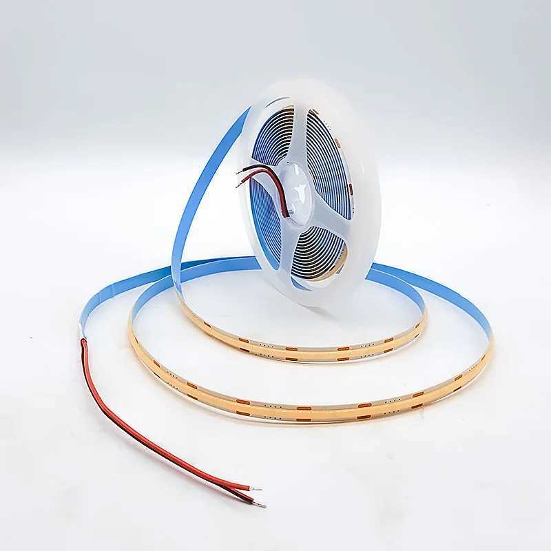 High Brightness 480leds/M Cob LED Strip 8mm Ra95 12v 24v Flexible Can Be Cut Eyecare Self-Adhesive LED Strip Light W250701