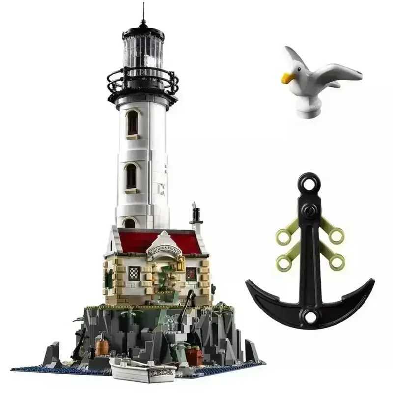 Electric Lighthouse Model Building Block Motorized Bricks Assembly Kids Toys For Children Birthday Christmas Gifts Y250701