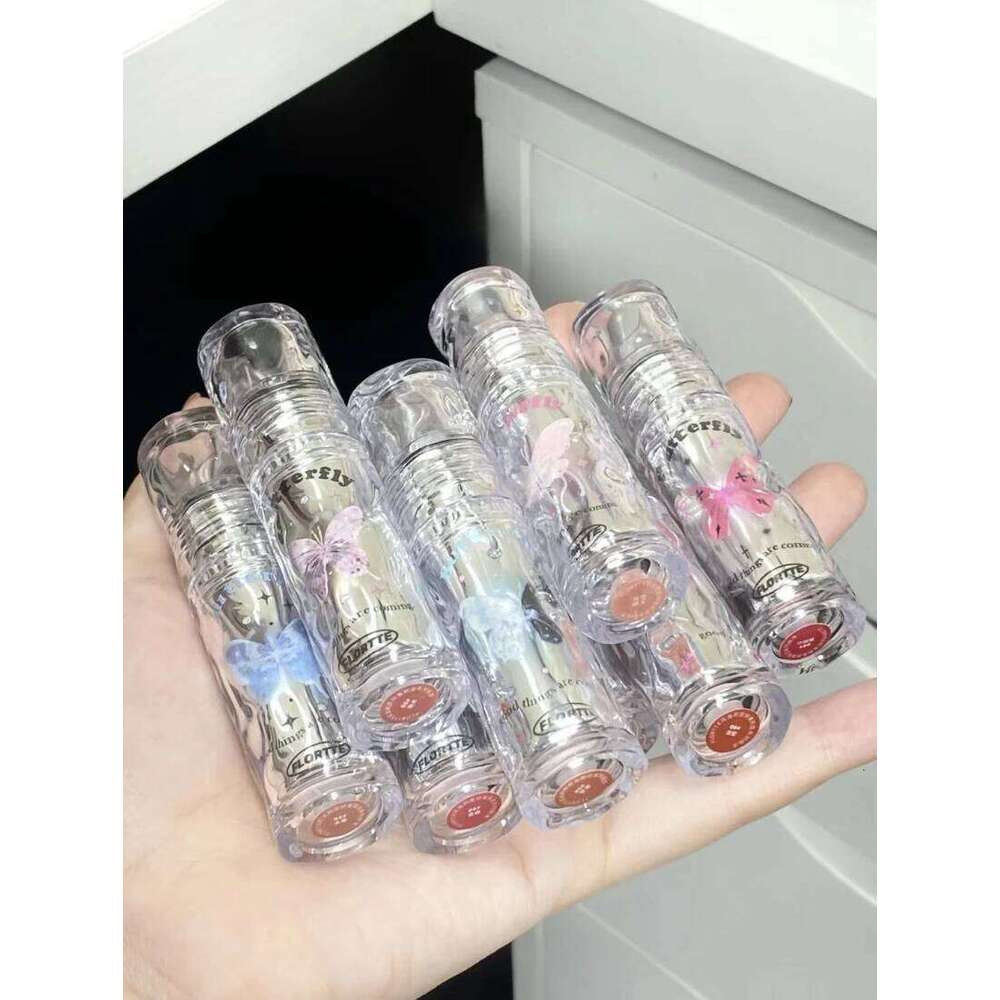FLORTTE Butterfiy Series Lipstick Mirror Lipgloss Surface Waterproof Film-forming Long Lasting Not Easily Decolorized X250702