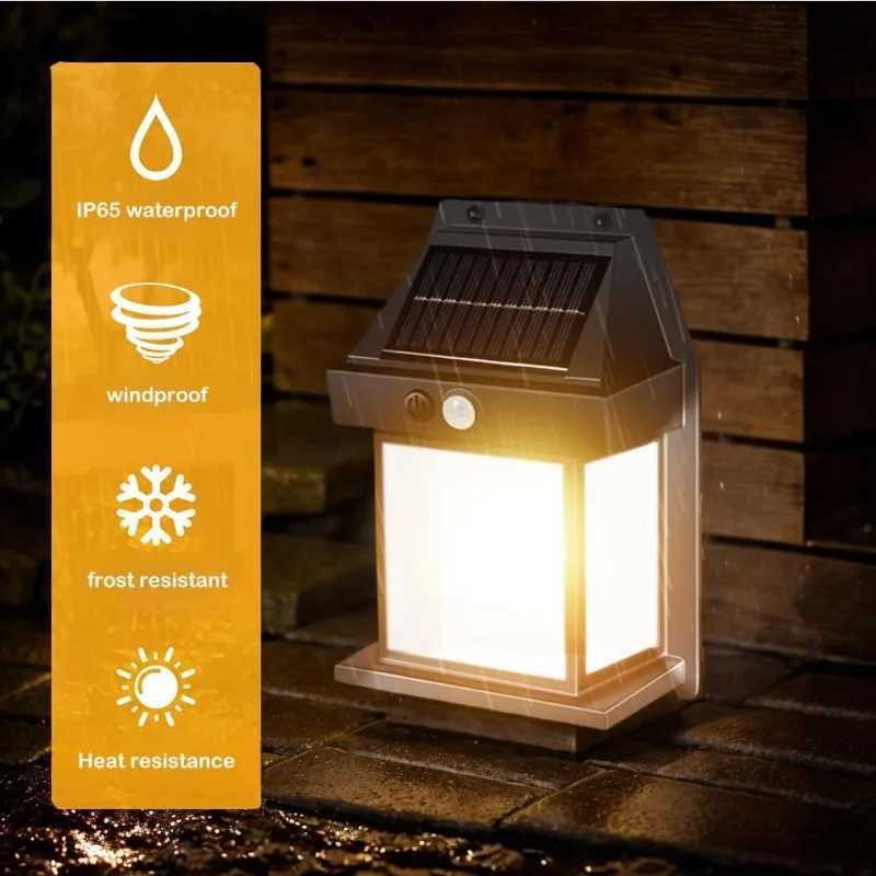 Outdoor Solar Light 1/2/4/6 Waterproof Wall Light with Motion Sensor and 3 Modes Suitable for Garden Terrace Courtyard Porch XJ250624
