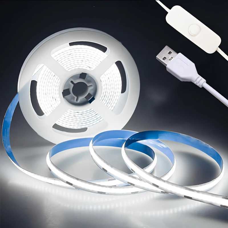 LED Strip Lights USB 5V Sper Parlak COB LED Strip Esnek erit Bant Iklar Dolaplar Yatak Odalar Mutfak Ev Dekorasyonu iin W250701