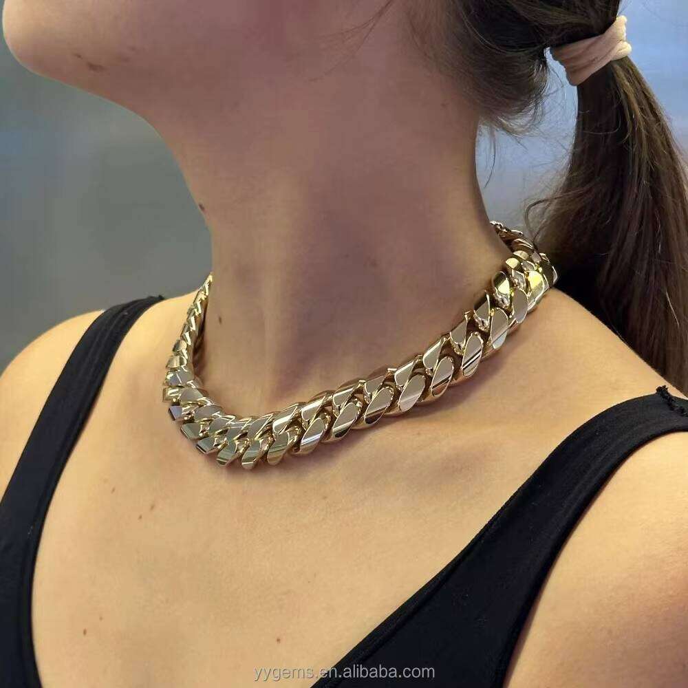 Ordinary Real GoldPlated Miami Solid Sier Unisex Chain Moissanite Lock Cuban Necklace Jewelry