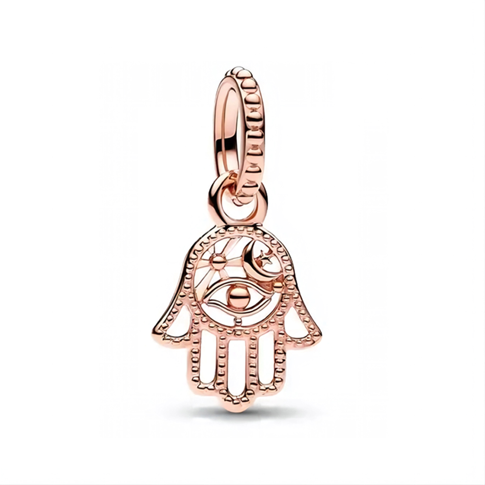 FewDook High Quality Eye, Rays and Crescent Moon Protective Hamsa Hand Dangle Charm Beads Fit Pan Bracelet DIY Women Guardian Force Jewelry Gift 2025