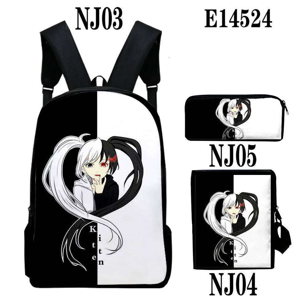 Fashion Monokuma Black White Bear 3D Print 3pcs/Set pupil School Bags Laptop Daypack Backpack Inclined shoulder bag Pencil Case
