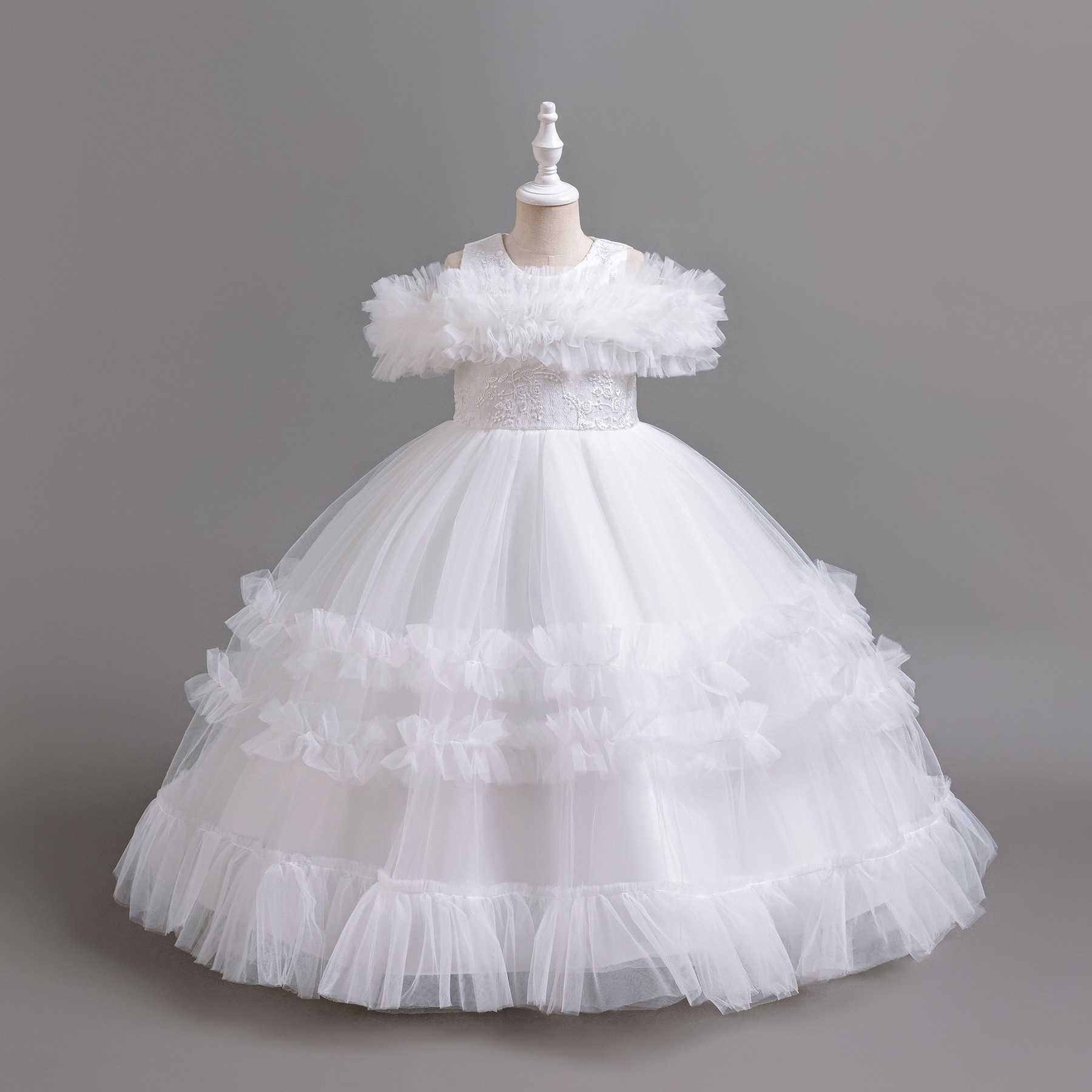 Girls' sleeveless princess dress summer children's fashionable piano host performance dress flower girl wedding dress puff skirt
