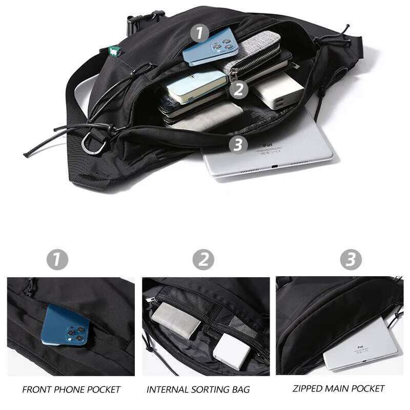 MOYYI Multifunctional Oxford Waterproof Multi-layer Crossbody 9.7inch iPad Zipper Shoulder Bag for Men Women