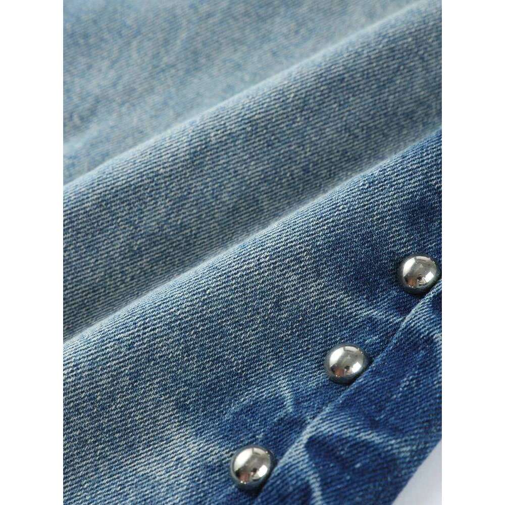 hoodie Wear Bead Women's Denim Jean Loose High Waisted Pockets Zipper All-Match Straight Leg Trouser Female Y2k Street Lady Outwear jacket