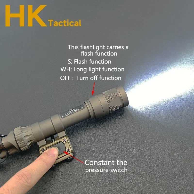 Tactical Scout Light M300V M600V LED White Strobe Flashlight Remote Pressure Switch for Hunting Rifle Fit 20MM Picatinny Rail XJ250701