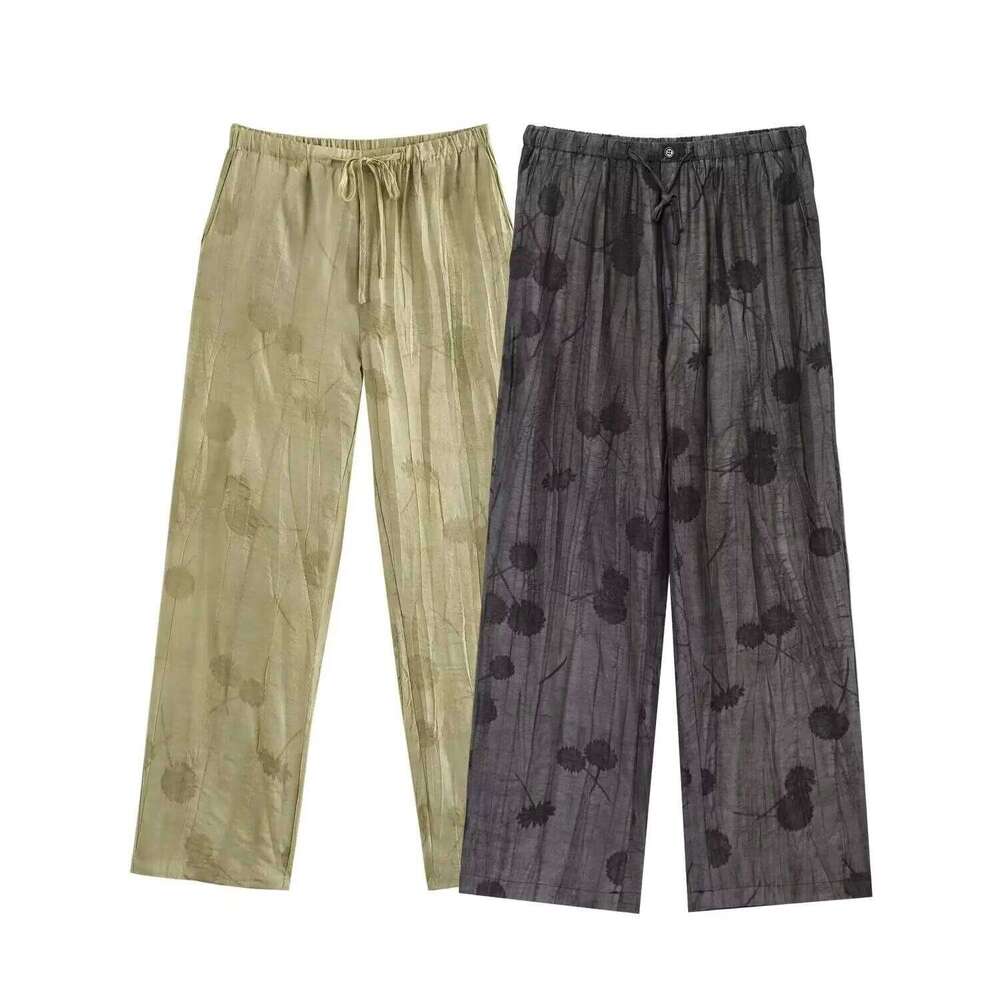 hoodie Women's Wear Print Long Sets For Women Lapel Half Sleeve Single Breasted Shirts + High Waist Lace-Up Wide Leg Pants jacket