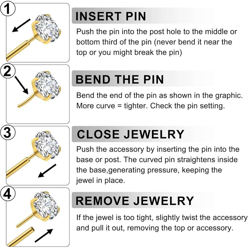 20G Back 3 Flat Earrings Stud G23 Titanium Threadless Tragus Labret Cartilage Lip Medusa Conch Body Piercing Jewelry Hypoallergenic for Women Men