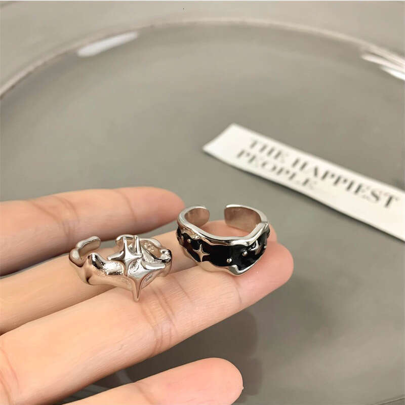 Dark Niche Starburst Unisex Fashion Light Luxury Neutral Style Index Finger Irregular Star Open Ring