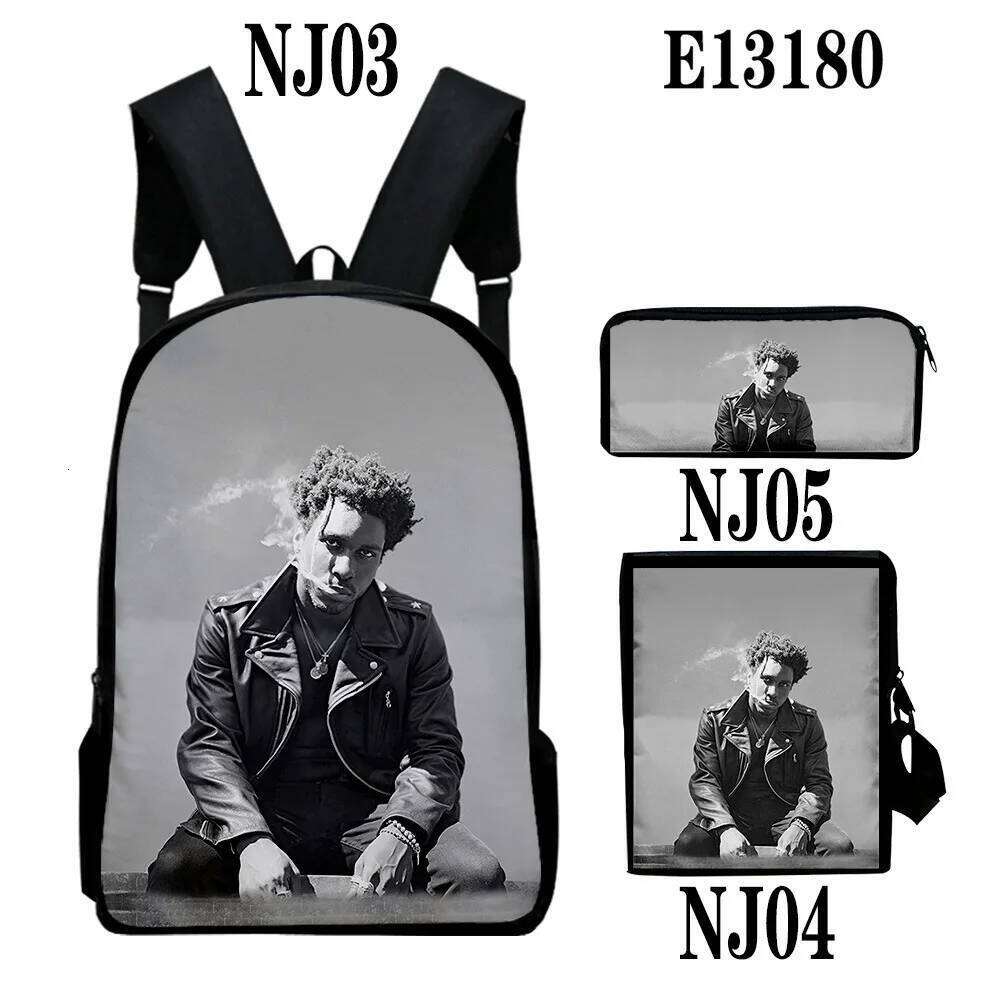 Novelty Peculiar SAINt JHN 3D Print 3pcs/Set pupil School Bags Laptop Daypack Backpack Inclined shoulder bag Pencil Case