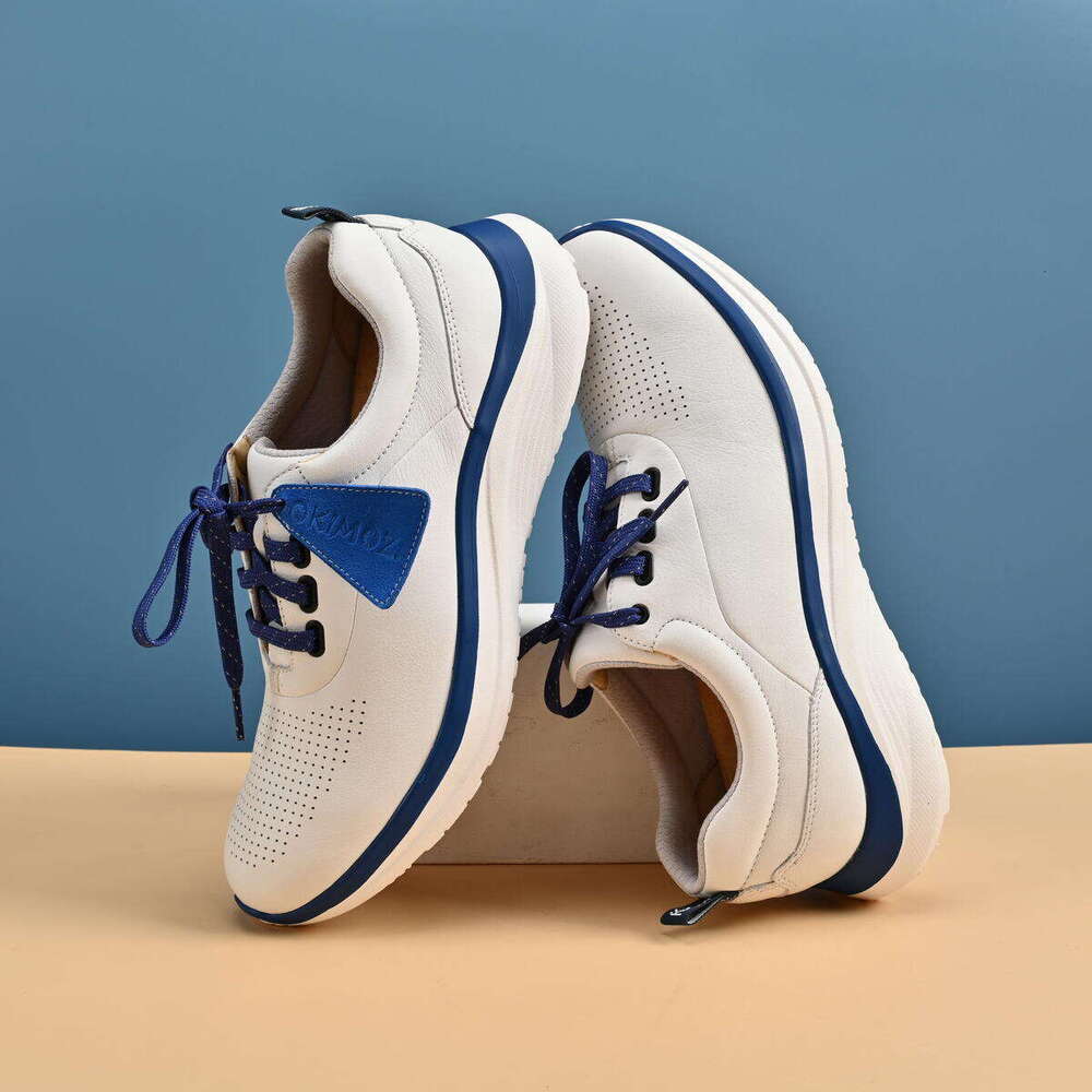 Stylish Blue and White Casual Sports Shoes with Functional Insoles - Comfortable Breathable Low-Top Design by Okimoz