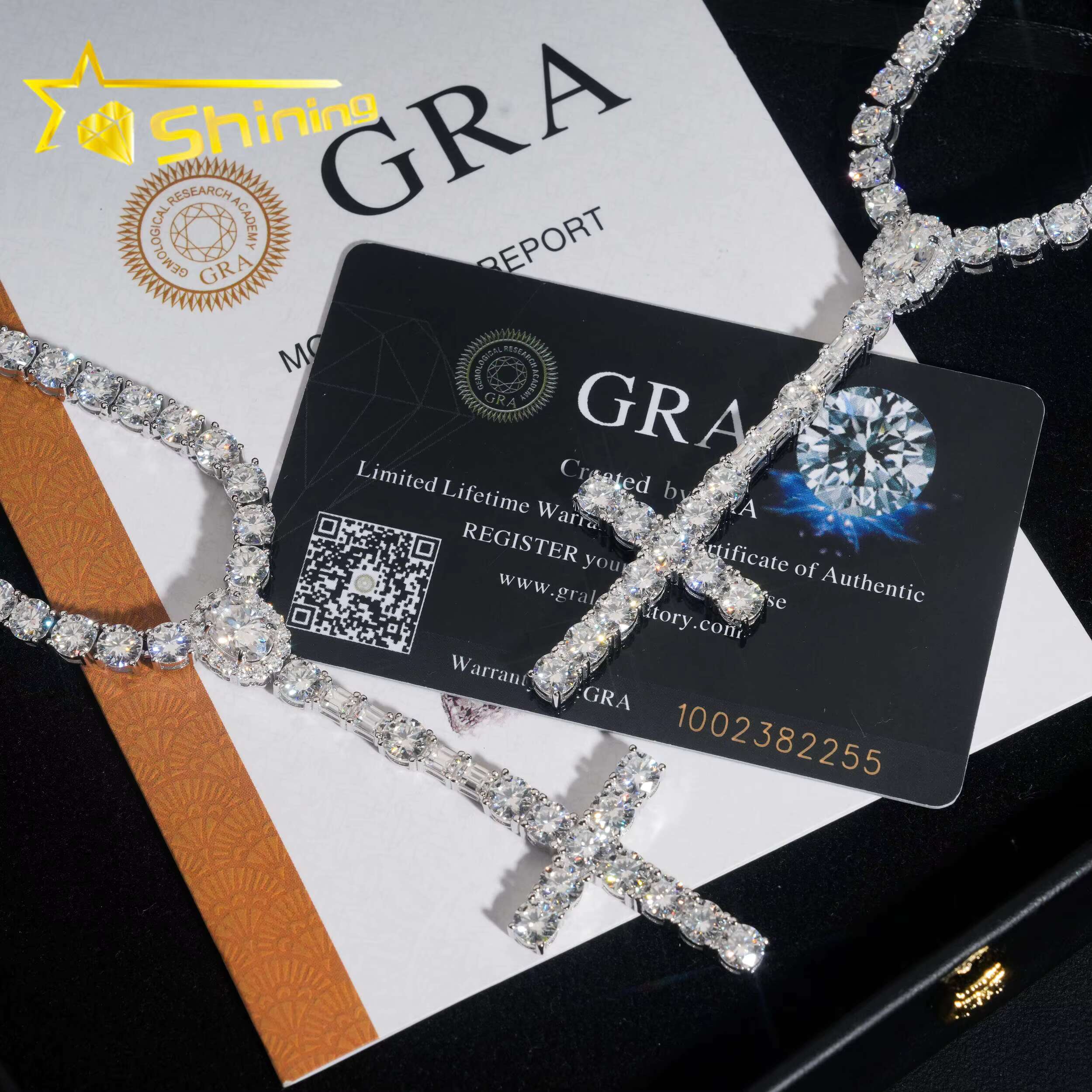 New Design 925 Sterling Silver Cross Style Moissanite Pendant Necklace Hip Hop Jewelry Moissanite Necklace Tennis for Men