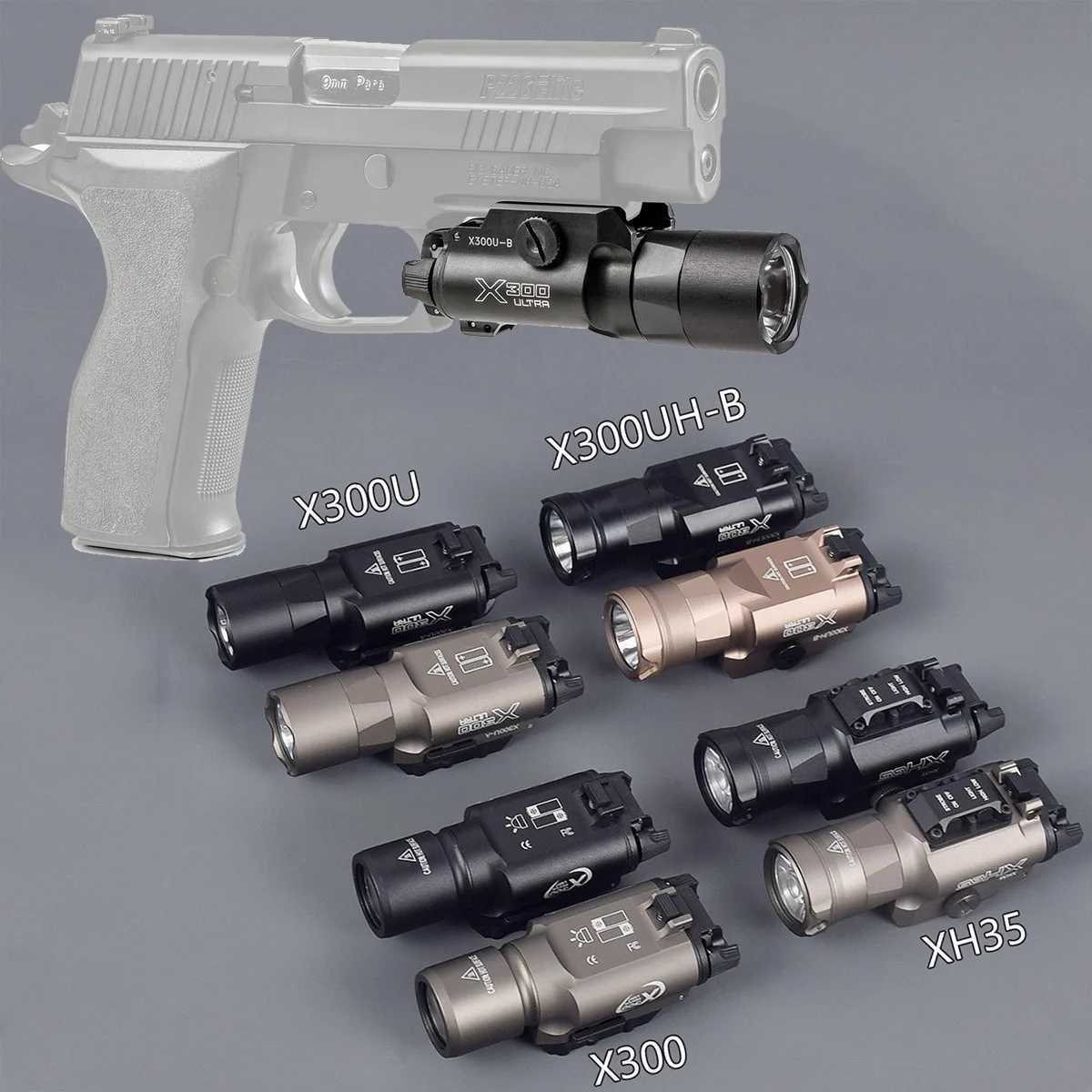 Tactical SureFire X300 Ultra XH35 X300UH-B Weapon Gun Light Flashlight Torch For Airsoft Pistol Glock 17 18 19 22 20mm RailXJ250701