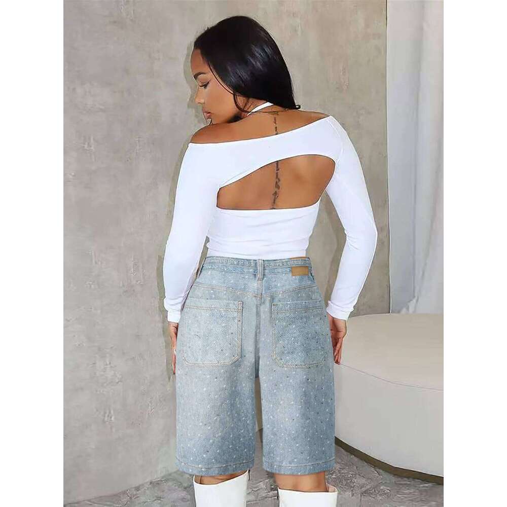 hoodie Wear Women Pants Summer Fashion Dias Elasticity Denim With Belt Streetwear Casual Lady Baggy Straight Jeans Shorts jacket