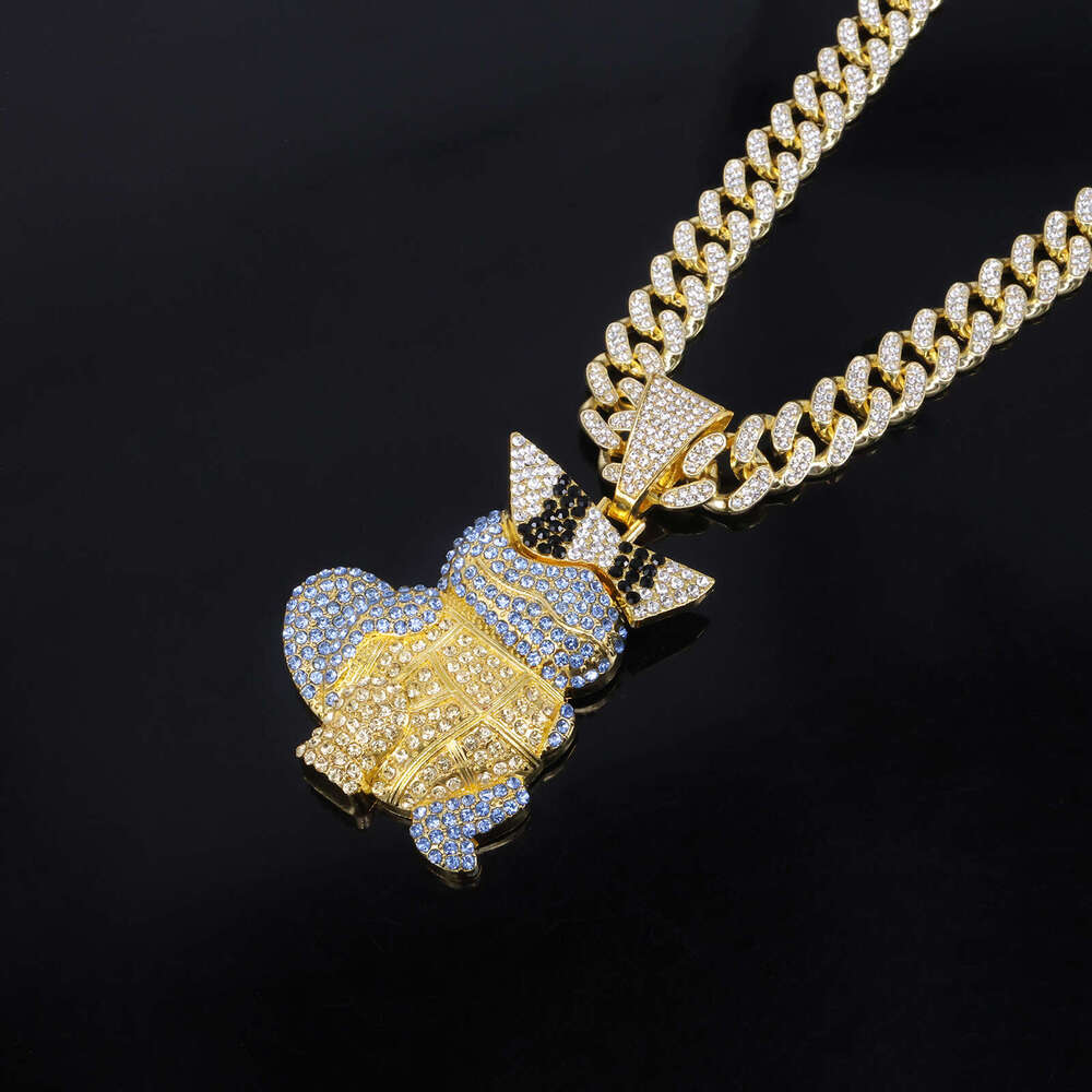 Trendy Rap Cartoon Turtle 3D Personality Squirtle Hip-Hop Style Inlaid Pendant b65