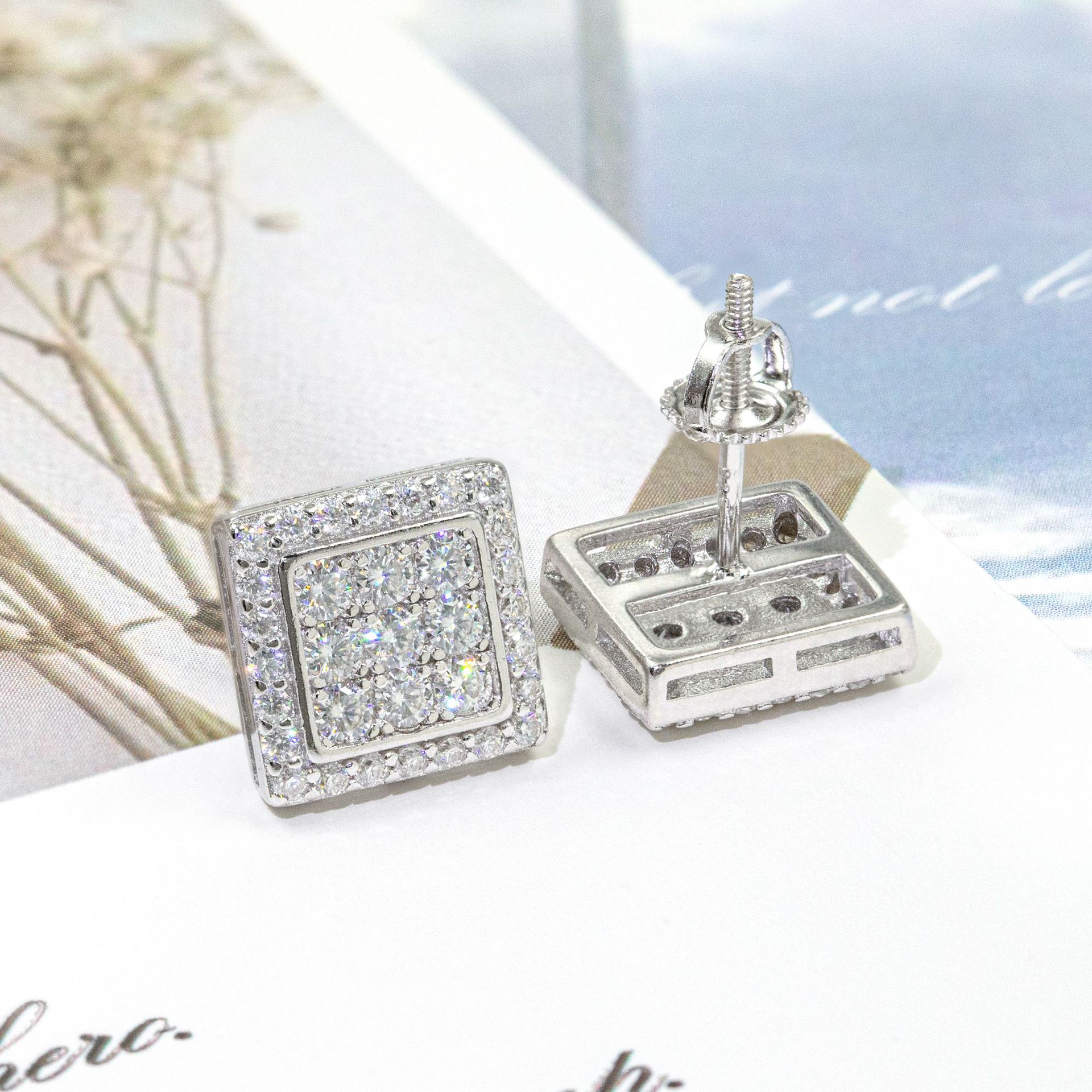 Hight Quality New Arrival Pass Diamond Tester GRA VVS Lab Diamond Fully Iced Out 925 Silver Jewelry Moissanite Stud Earrings
