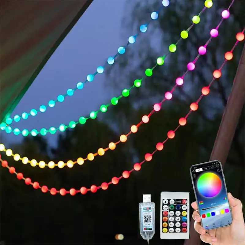 RGBIC Round ball 5V USB Bluetooth LED String APP Music Controller Outdoor waterproof atmosphere camping light garden decoration W250701